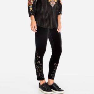 Johnny Was Velvet Embroidered Leggings Style Magenta